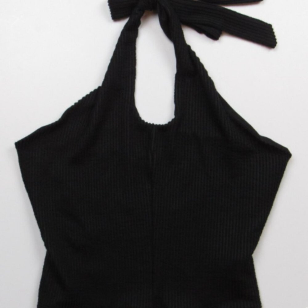Black Halter Top Juniors Size Small SO Good For Life Tie Closure